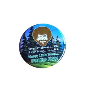 Bob Ross Button Pin Collectible Vintage Happy Little Trees Excellent Condition